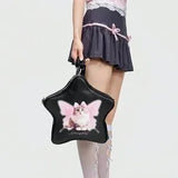 Cute Cat Shoulder Bag with Pentagram Print – Crossbody & Double Strap 🎒🐱✨