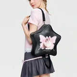 Cute Cat Shoulder Bag with Pentagram Print – Crossbody & Double Strap 🎒🐱✨