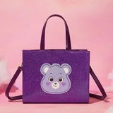 Purple Care Bears Cartoon Handbag – Cute & Fun Bag 🐻💜