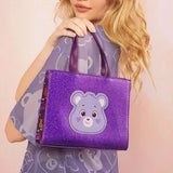 Purple Care Bears Cartoon Handbag – Cute & Fun Bag 🐻💜