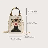 White Mini Basketball Letter Print Chain Crossbody Bag – Cartoon Box Purse 🤍🏀✨