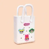White Miniso Powerpuff Girls Small Handbag – Cute Cartoon Square Bag 🤍💗✨
