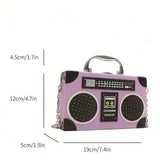 Purple Radio Handbag 🎵 Box Bag Mini Purse ✨ Turn-Lock Chain Strap 💜