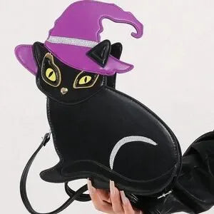 Purple Kitten Crossbody 🐱🎀 Cute Round Bag for Parties & Gifts 💜