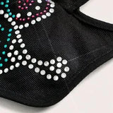 Black Rhinestone Butterfly Halter Top 🦋✨ Backless Party Crop
