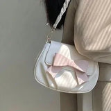 White Bow Saddle Bag 🤍🎀 Ruched Mini Chain Purse Cute Chic ✨