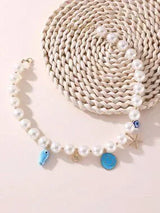 🤍⭐ Elegant Faux Pearl Beaded Necklace with Starfish Charm ⭐🤍