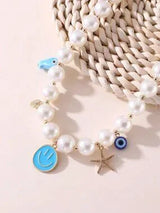 🤍⭐ Elegant Faux Pearl Beaded Necklace with Starfish Charm ⭐🤍