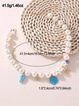 🤍⭐ Elegant Faux Pearl Beaded Necklace with Starfish Charm ⭐🤍