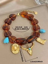 🤠✨ Western Cowboy Charm Bracelet – Gold & Turquoise Boho Style ✨🤠