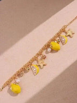 🍋✨ Cute Lemon & Star Charm Bracelet – Beachy Boho Tassel Jewelry ✨🍋