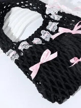 Colorful Straw Mini Top Handle Bag Sequins Bow Vacation Party Purse