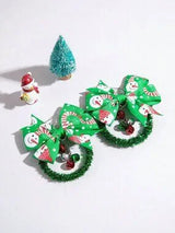 Cute Santa Claus Bow Christmas Earrings Colorful Holiday Party Jewelry