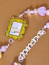 Handmade Purple Beaded Phone Chain Cute Mobile Lanyard Strap Charm
