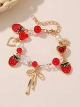 Cute Cherry Strawberry Bow Heart Flower Bracelet Women Jewelry