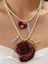 🐚 Boho Starfish Necklace Set Beach Vacation Layered Jewelry