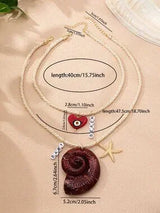 🐚 Boho Starfish Necklace Set Beach Vacation Layered Jewelry