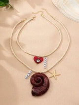 🐚 Boho Starfish Necklace Set Beach Vacation Layered Jewelry