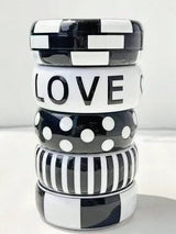 🤍🖤 Retro Black & White LOVE Geometric Wide Bracelet
