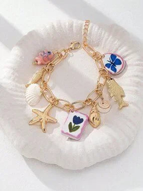 🐚⭐ Handmade Summer Beach Starfish & Shell Charm Bracelet
