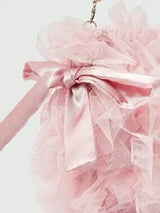 🎀💖 Pink Mesh Bow & Faux Pearl Chain Handbag