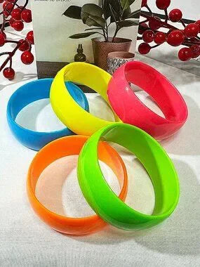 🌈✨ 5-Piece Neon Jelly Acrylic Bangle Bracelet Set – Bold Festival Statement Jew