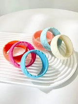 💖🧡💙 3-Piece Candy Color Floral Resin Bangle Bracelet Set