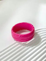 💖🧡💙 3-Piece Candy Color Floral Resin Bangle Bracelet Set