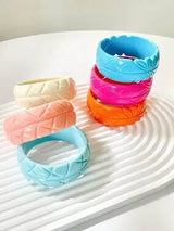 💖🧡💙 3-Piece Candy Color Floral Resin Bangle Bracelet Set