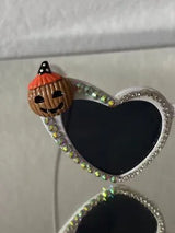 🎃 Rhinestone Pumpkin Halloween Cat Eye Sunglasses Statement Shades