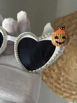 🎃 Rhinestone Pumpkin Halloween Cat Eye Sunglasses Statement Shades
