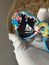 🌈🍭 Rainbow Candy Heart Sunglasses Blue Kawaii Shades 🎀