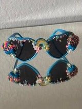 🌈🍭 Rainbow Candy Heart Sunglasses Blue Kawaii Shades 🎀
