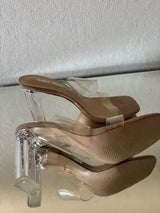 ✨ Public Desire Clear Block Heel Mule Sandals UK6 US8