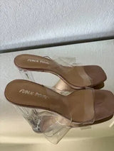 ✨ Public Desire Clear Block Heel Mule Sandals UK6 US8