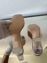 ✨ Public Desire Clear Block Heel Mule Sandals UK6 US8