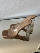 ✨ Public Desire Clear Block Heel Mule Sandals UK6 US8