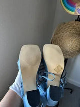 💎 Denim Rhinestone Lace Up Platform Heels EU37 US6.5/7