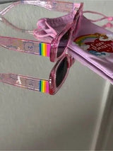🌈 Cute Care Bears sunglasses with matching pink drawstring pouch 💕
