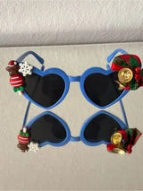 💙 Christmas Heart Sunglasses Blue Holiday Party Glasses 🎄