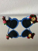 💙 Christmas Heart Sunglasses Blue Holiday Party Glasses 🎄