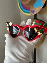 💗 Christmas Heart Sunglasses Pink Holiday Party Glasses 🎄