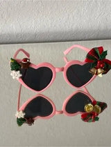 💗 Christmas Heart Sunglasses Pink Holiday Party Glasses 🎄
