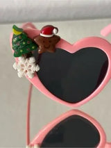 💗 Christmas Heart Sunglasses Pink Holiday Party Glasses 🎄