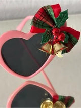 💗 Christmas Heart Sunglasses Pink Holiday Party Glasses 🎄