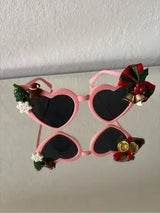 💗 Christmas Heart Sunglasses Pink Holiday Party Glasses 🎄