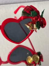 ❤️ Christmas Heart Sunglasses Red Holiday Party Glasses 🎄
