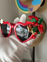 ❤️ Christmas Heart Sunglasses Red Holiday Party Glasses 🎄