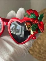 ❤️ Christmas Heart Sunglasses Red Holiday Party Glasses 🎄