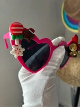 💖 Christmas Heart Sunglasses Hot Pink Holiday Glasses 🎄